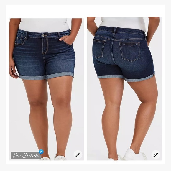 torrid Pants - Torrid Mid Rise Roll Hem Denim Shorts